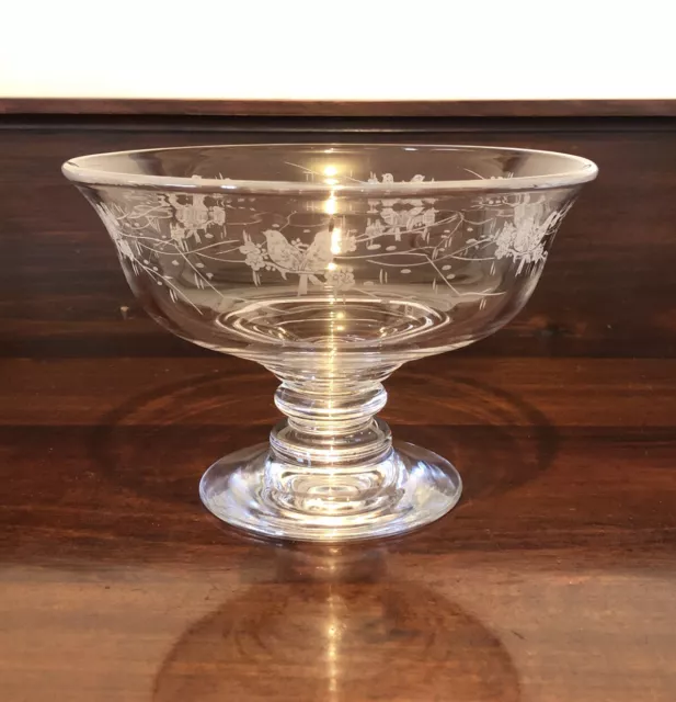 Art Deco Stuart Crystal Footed Master Bowl Love Birds 21cms 1930’s 40’s