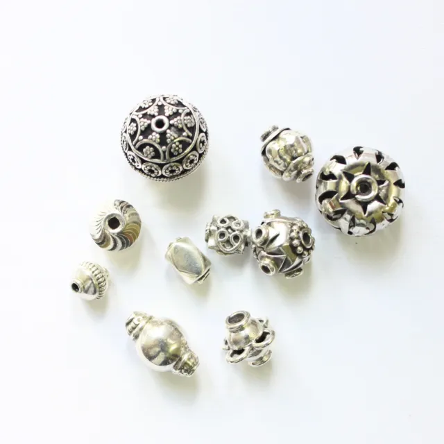 Corrugado Redondo Diseñador ball Spacer Beads En Plata de Ley Con Oxidado