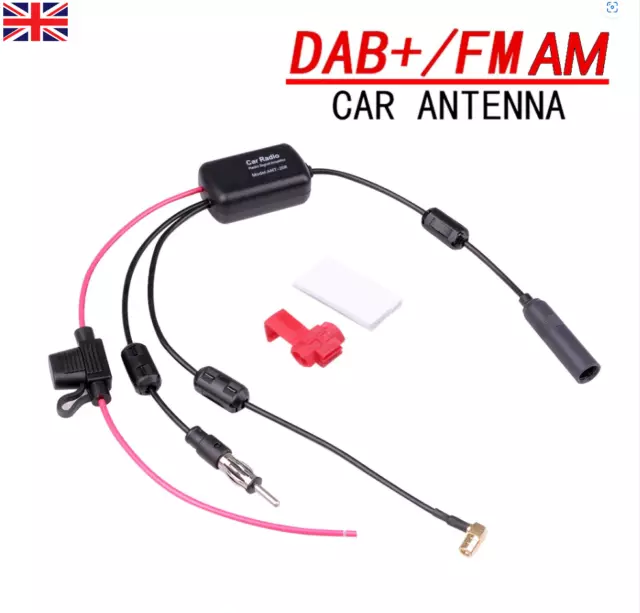 DAB FM Car Digital Radio Antenna SMBDIN Aerial Amplifier 12V 24V Signal Booster