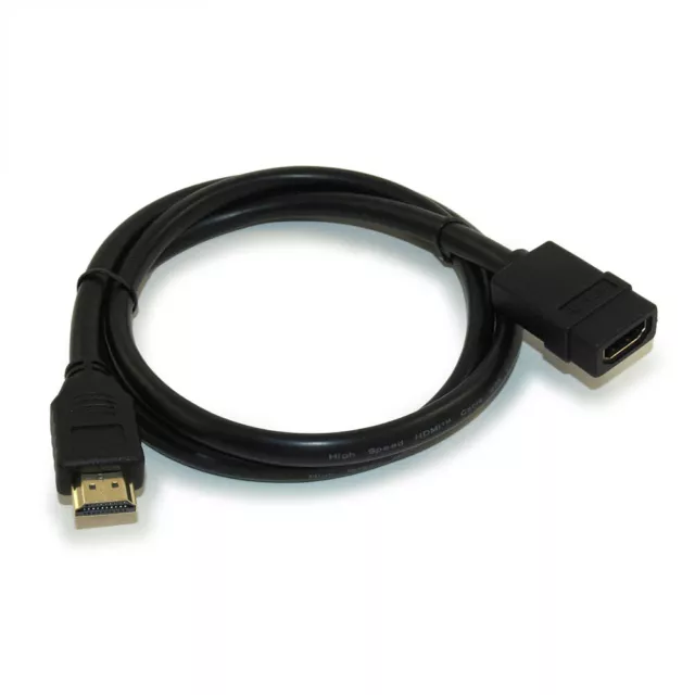 3ft HIGH-SPEED HDMI w/Ethernet 28 AWG EXTENSION (M/F) Cable Gold Plated