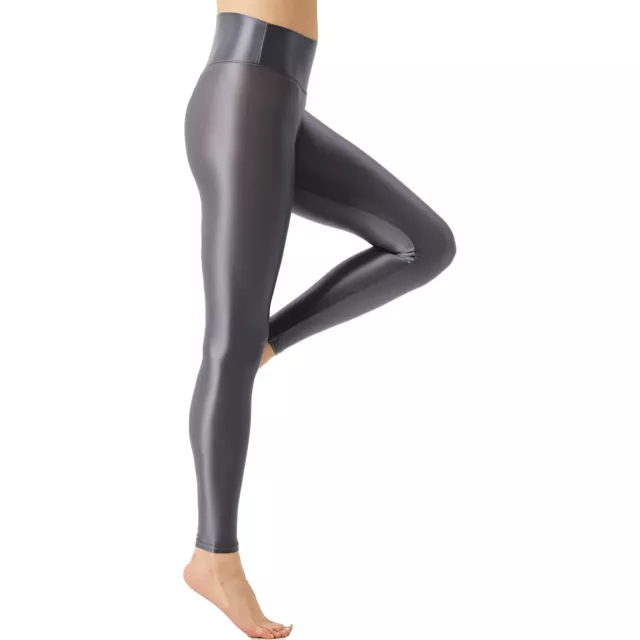 WOMEN SEXY GLITTER Yoga Leggings Satin Glossy Opaque Super Shiny Stretchy  Pants $13.49 - PicClick