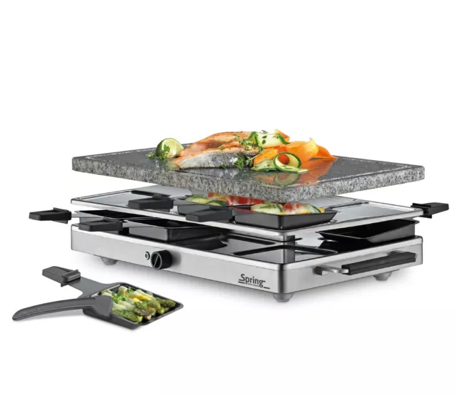 Spring Raclette mit Granitstein, Edelstahl, für 8 Personen