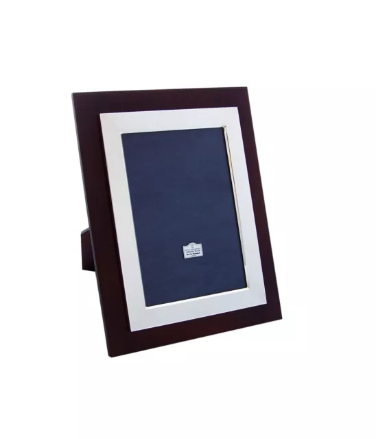 Sterling Silver Art deco Photo Frame Tulip Wood Front 10" x 8" By
