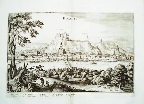 Dinant  Maas  Belgien Belgie  echter alter Merian Kupferstich 1647