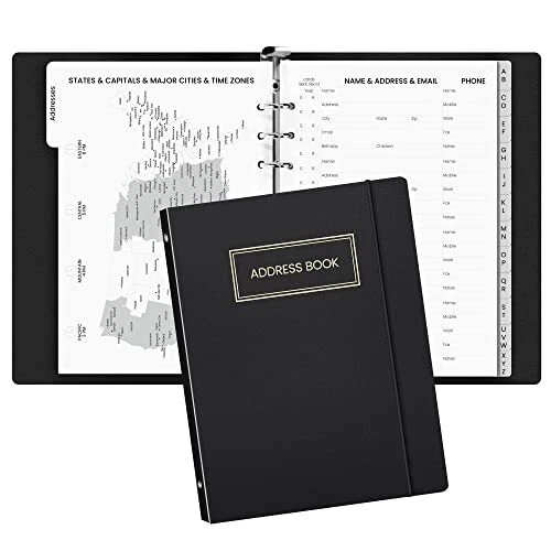 Refillable Address Book with Alphabetical Tabs - 368 Entry Spaces, A5