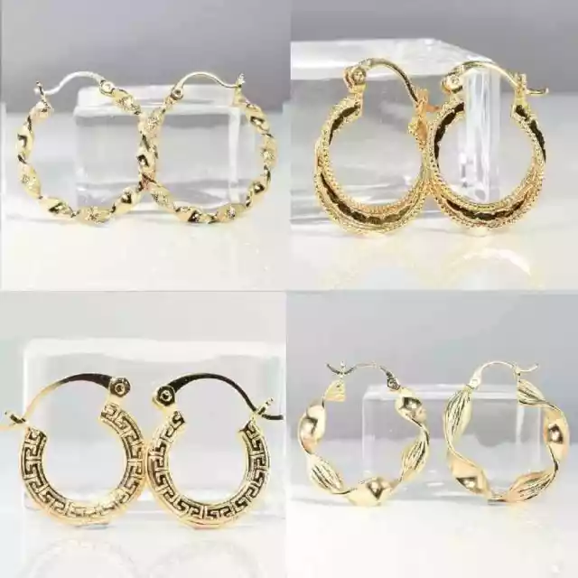 9ct Gold Filled Lady Prom 13 - 25mm Hoop Earring Xmas Birthday Party Gift /612b