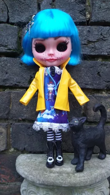 Custom Coraline Creepy Cute Ooak Gothic  Blythe Doll