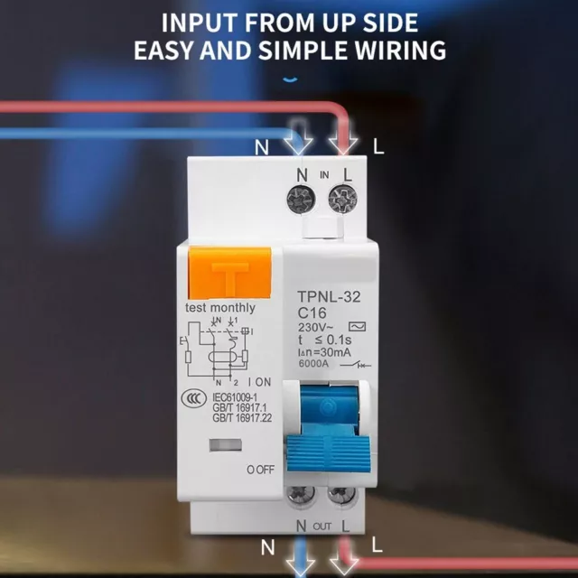 TPNL DPNL 230V 1P+N leakage circuit breaker with AC type residual current