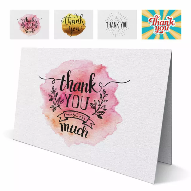 Various Folded Thank You Cards with Envelopes - Pack of 10