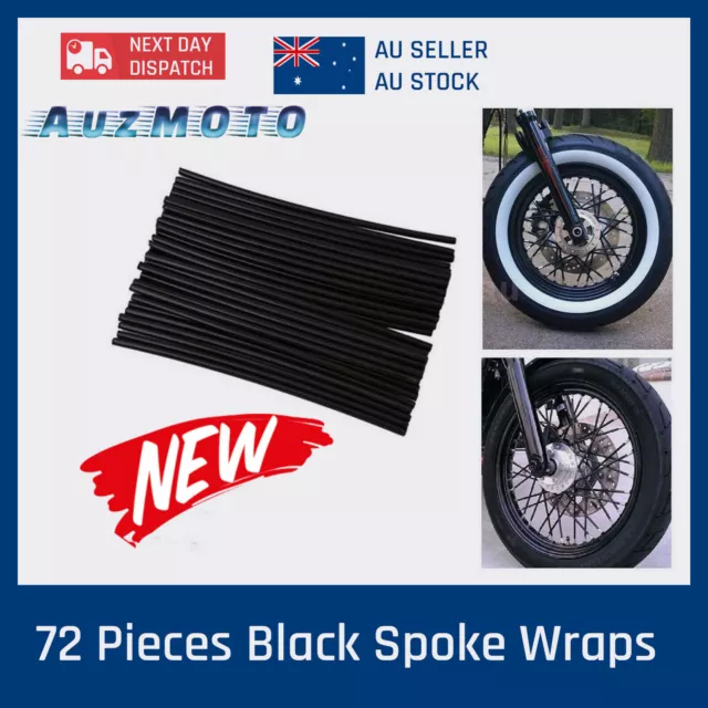 72pc Black Wheel Spoke Wraps Rim Cover Skin for Dirt Bikes Motorcycle BMW Yamaha