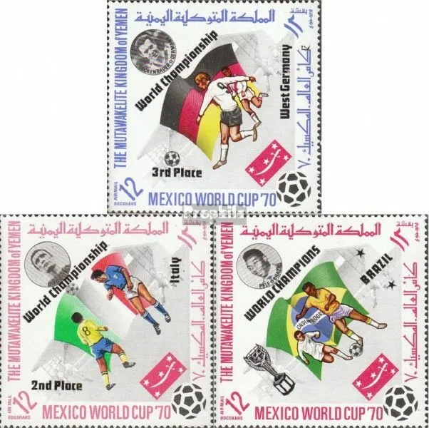 Jemen (Königreich) 1144A-1146A (kompl.Ausg.) postfrisch 1970 Fußball-WM ´70, Mex