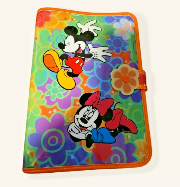 Rare Mickey Minnie Mouse Planner Organizer 2002 plastic Spiral 3 Ring Binder EUC