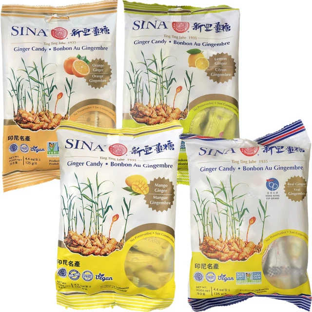 Ting Ting Jehe Ginger Candy - Pack Of 10 Chewy Ginger Candies (4.04oz Each)