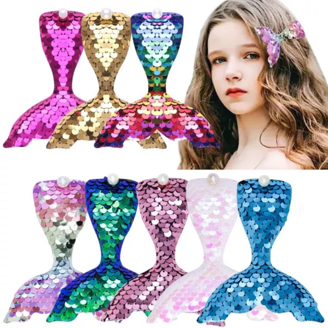 Cute Tail Sequin Hairpin Accessories Mermaid Rainbow Girls Gift Party Hair Clip