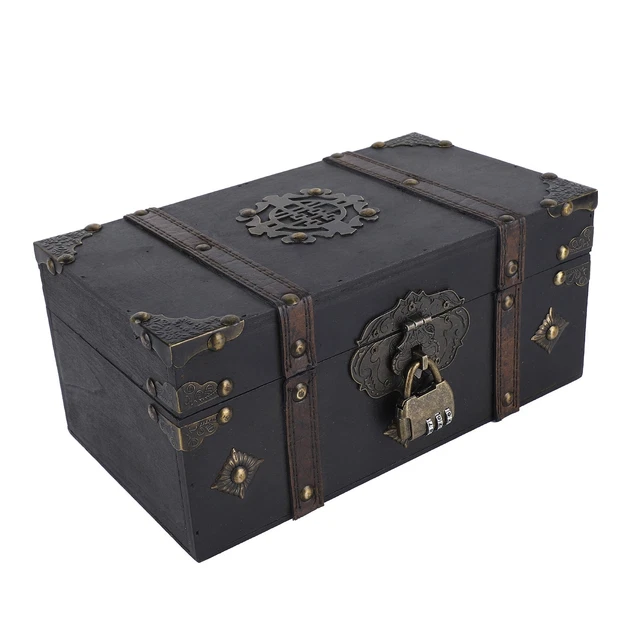 Caja de almacenamiento de joyas de colección caja de almacenamiento de madera retro multiusos