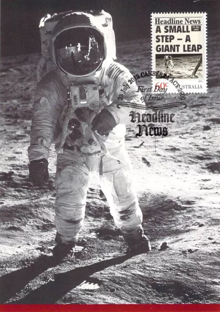 S1334 Australia 2013 Headline News Moon Landing Aust Post Maxicard postcard