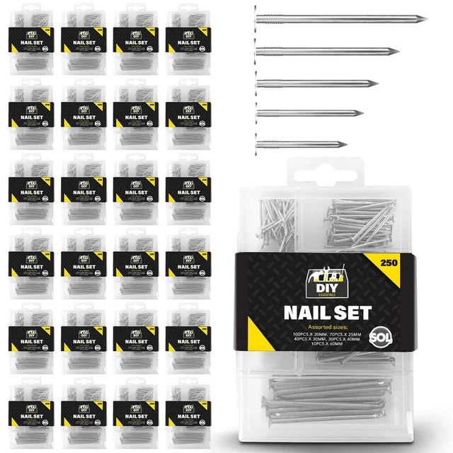 24 x 250er-Pack Verschiedene Flachkopf Holznägel Zum Selbermachen Tischlerei Professionelle Metallstifte