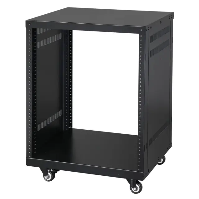 19-Inch Rack-mountable Cabinet (RK12U) Network Server Case With Wheels Black