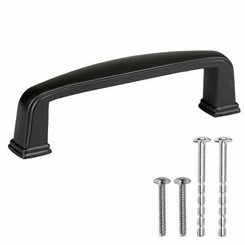 Black Cabinet Handles - 3 Inch Hole Center Modern Drawer Pulls - 10 Pack