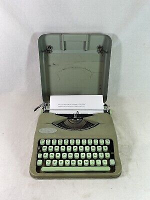 Máquina De Escribir Hermès Baby Verde Vintage Magnífico Nueva Revisada + Cinta *