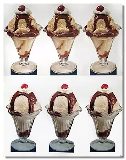 Ice Cream Signs Display Die-Cut Poster Images 1950s 6 Vintage Sundaes Chocolate