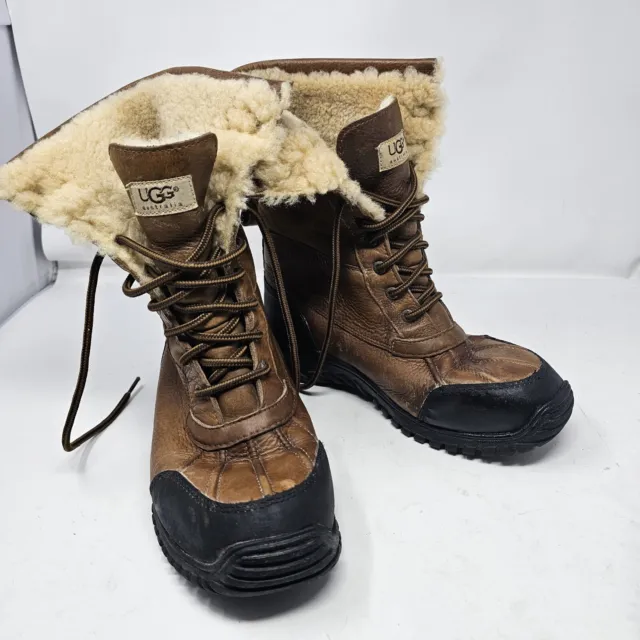 UGG 5469 Adirondack II Brown Leather Shearling Lined Winter Boots Waterproof 9