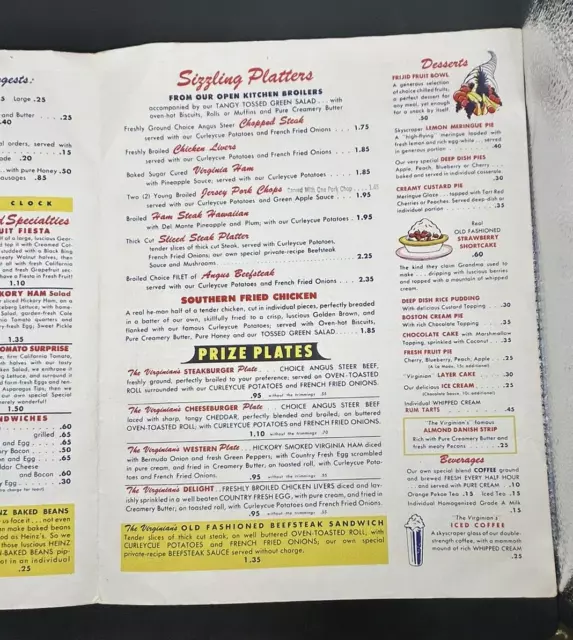 Vintage The Virginian Restaurant Menu - 102 West 50Th Street New York City, Ny 3