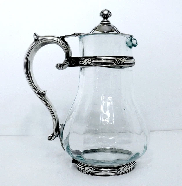1828 Reed & Barton Chalfonte Haddon Hall Crystal & Silverplate Wine Ewer 60 Floz