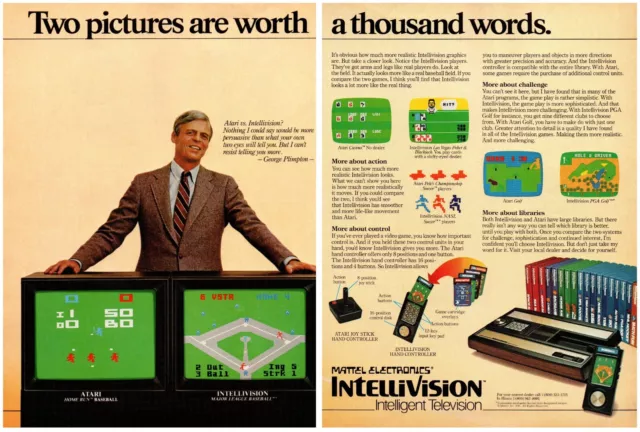 Intellivision Mattel Electronic vs Atari Video Game 2 Pg VTG Print Ad 8x11" 1982