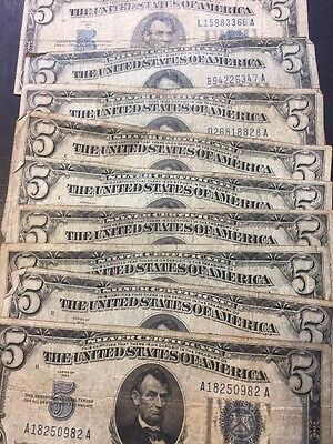 1934 Well Circulated Five Dollar ($5) Silver Certificate Bill - Buying 1 Note 2