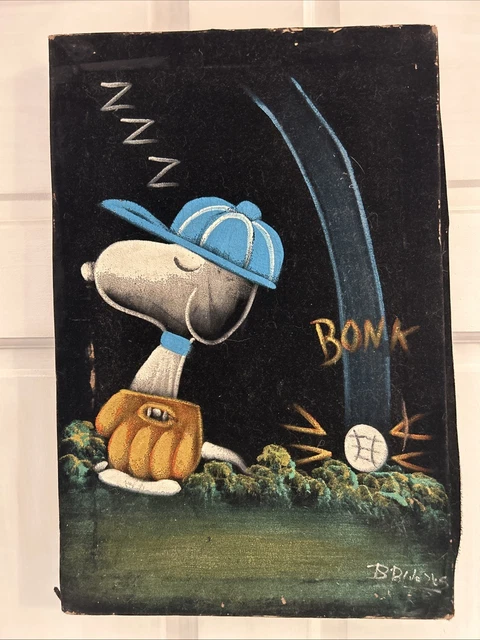 VINTAGE 70S VELVET Art Snoopy Stupid Bird JPN Exclusive Import