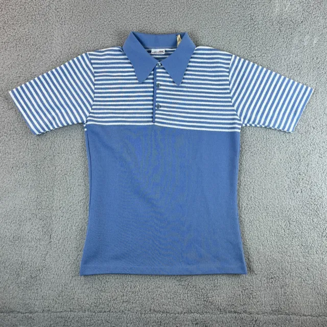 Vtg Edwards California Polo Shirt Mens S Blue Terry Fabric Preppy Rockabilly 60s