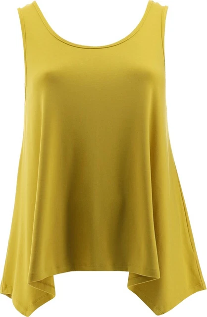 Attitudes Renee Finespun Jersey Dip Hem Tank Top Antique Gold XL NEW A399480