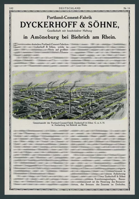 Portland-Cement-Fabrik Dyckerhoff & Söhne Amöneburg Biebrich Wiesbaden Bau 1916!