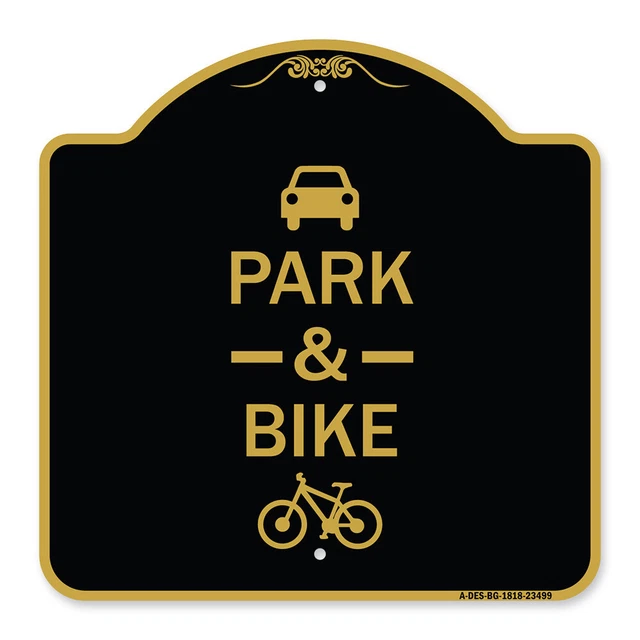 Designer Series - Park & Ride (With Bicycle Graphic Heavy Gauge Aluminum