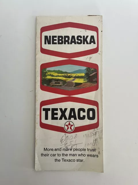 Vintage 1969 Texaco Nebraska State Highway Gas Station Travel Road Map