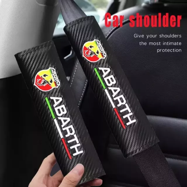 2Pcs Abarth Seat Belt Shoulder Cover Protector Pad 595 695 Fiat Carbon Pattern