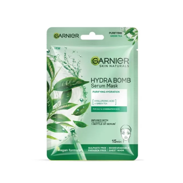 Garnier Skin Naturals Serum Mask Hydra Grüntee-Maske, 28 g, 2 Stück