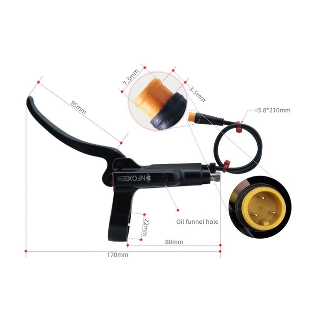 Electric Bike Hydraulic Brake Handle 3-Pin For Bafang Motor - Pair With Installation Tools, Mineral Oil Compatible