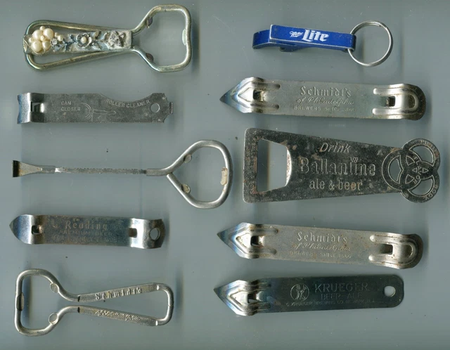 10 Bottle Openers Advertising Beer Schmidts Reading Krueger Ballantine Miller