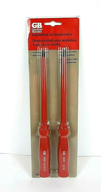 Insulated Electrical Screwdriver Set 2 PC 1,000 Volt 6 Inch Shank Sold in 5 pack