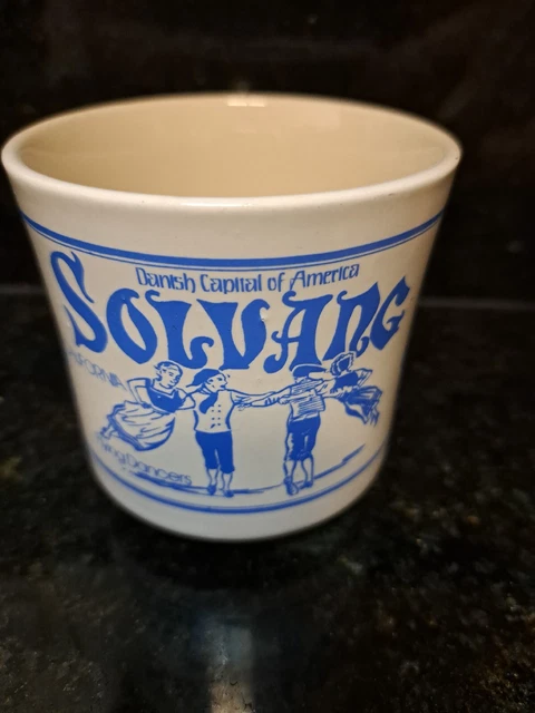 Solvang California Windmill Coffee Diner Mug Cup Danish Delft White Blue