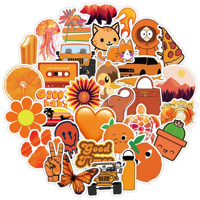 ⭐50 Stück Orange Farben Style Stickerbomb - Aufkleber