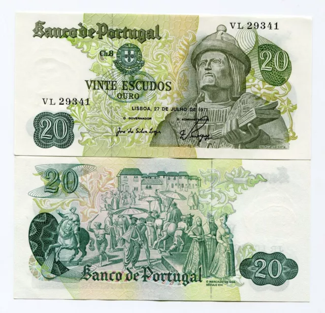 Portugal 20 Escudos Billete García de Orta P 173 1971 XF Dinero X LOTE DE 7...