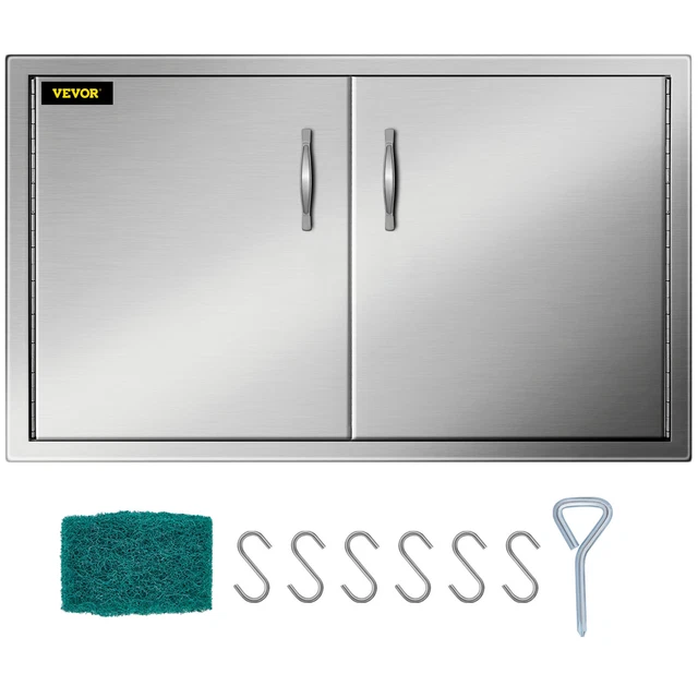 BBQ Access Door BBQ Island Double 19"x34.5" Outdoor Kitchen Stainless Steel Door