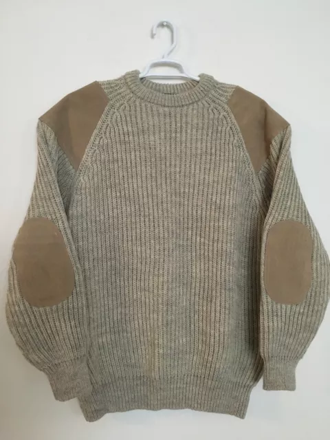 NEW Niffi Wool & Suede Leather Chatsworth England made Sweater Mens XL Beige Tan