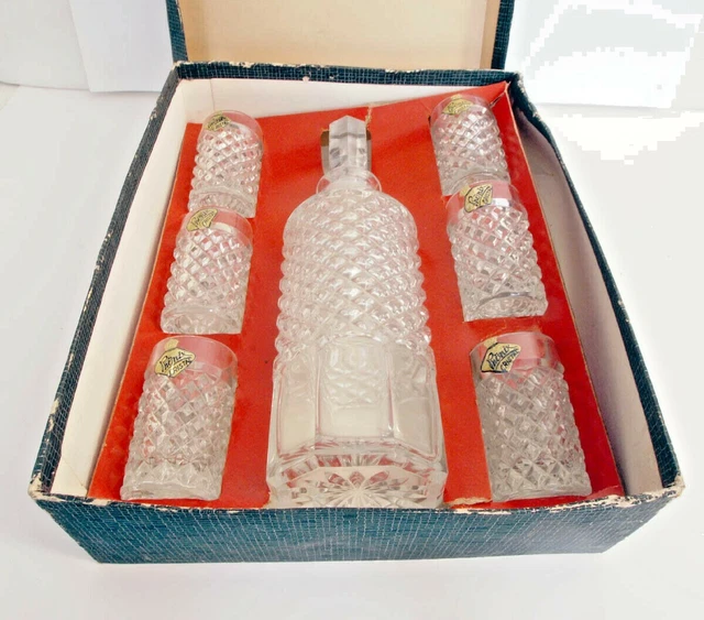 Service à Whisky Vintage – Carafe + 6 Verres – Verre Violet