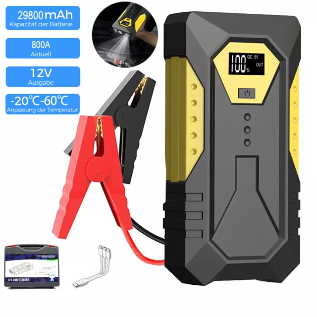 29800 mAh 12V Auto KFZ Starthilfe Jump Starter 800A Booster Powerbank Ladegerät