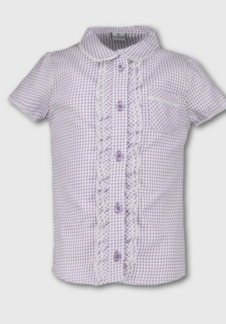 Girl's Lilac Gingham School Uniform Blouse BNWT