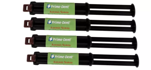 Prime-Dent Dual Cure Automix Dental Luting Cement 4 Syringe Kit A2/Natural Shade 2